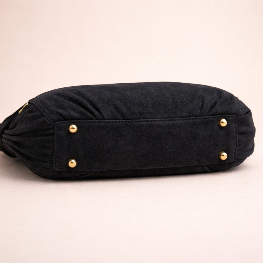 American Leather Co. Ella Black Nubuck Leather Crossbody Foldover Clutch Bag - Picture 7 of 8